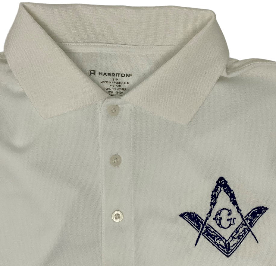 Gold Square & Compass Embroidered Masonic Men's Poplin Button Down